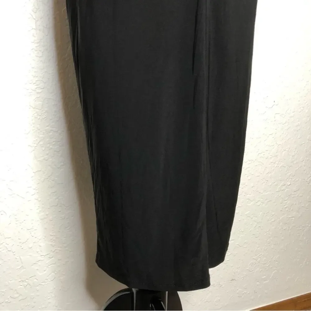 WHBM black draped front grommet cap sleeve midi dress size Medium NWT classic